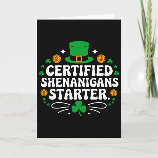 Gecertificeerde Shenanigans Starter Grappige Ierse Kaart (Voorkant)