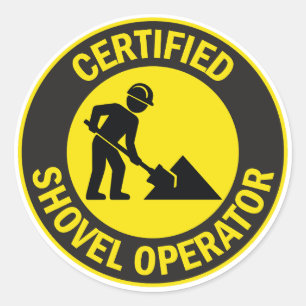 gecertificeerde shovel-operator ronde sticker