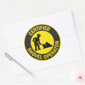 gecertificeerde shovel-operator ronde sticker (Envelop)