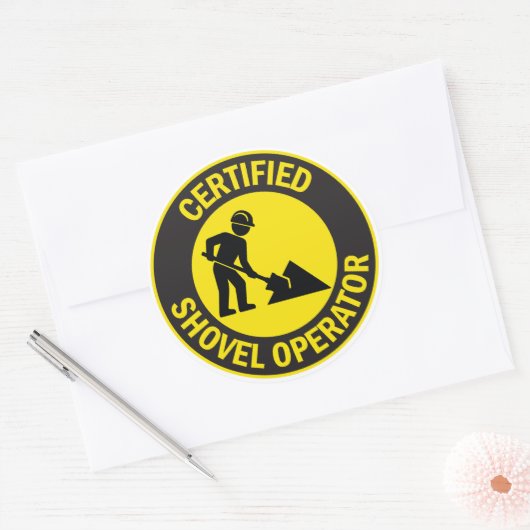 gecertificeerde shovel-operator ronde sticker (Envelop)