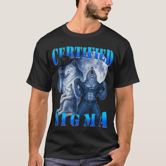 Gecertificeerde Sigma Wolf Grappige Wolf Meme Grin T-shirt (Voorkant)