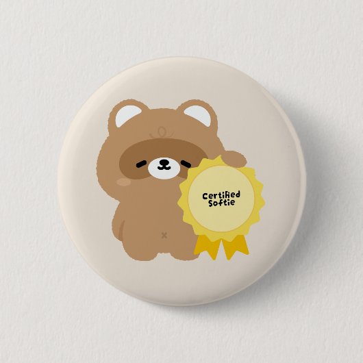 Gecertificeerde Softie Bever Ronde Button 5,7 Cm (Voorkant)