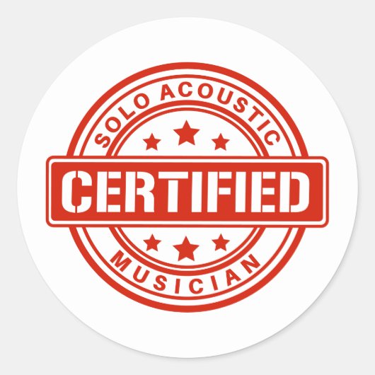 Gecertificeerde solo akoestische muzikant Embleem Ronde Sticker (Voorkant)
