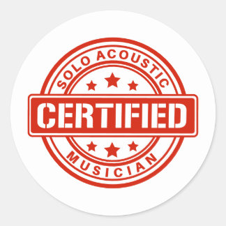 Gecertificeerde solo akoestische muzikant Embleem  Ronde Sticker