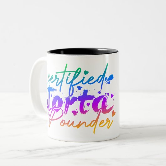 Gecertificeerde Torta Pounder Grappig Dikke Latina Tweekleurige Koffiemok (Voorkant links)