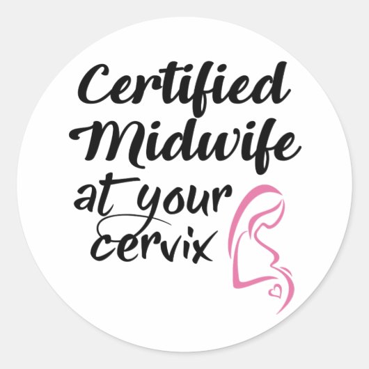 Gecertificeerde verloskundige bij uw Cervix-sticke Ronde Sticker (Voorkant)