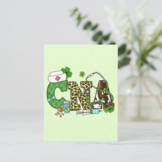 Gecertificeerde verpleegassistent St. Patrick's Briefkaart (Staand voorkant)