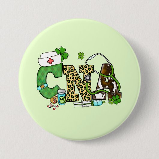 Gecertificeerde verpleegassistent St. Patrick's Ronde Button 7,6 Cm (Voorkant)