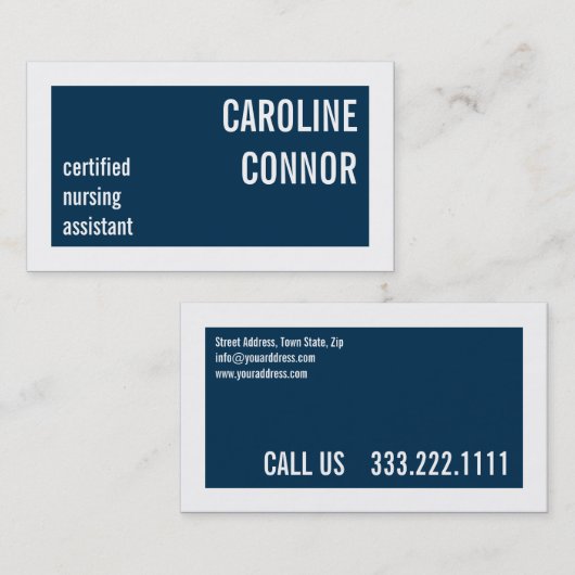Gecertificeerde verpleegkundig assistent Blauw & W Visitekaartje (Voorkant / Achterkant)