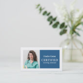 Gecertificeerde verpleegkundig assistent Blauw & W Visitekaartje (Staand voorkant)