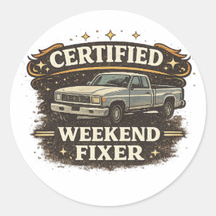 Gecertificeerde Weekend Reparateur Vintage Retro V Ronde Sticker