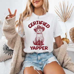 Gecertificeerde Yapper Cowboy Cat Funny Meme  T-shirt