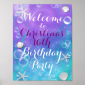 Gechanteerd onder het Zee Beach Welcome Table Sign Poster (Voorkant)