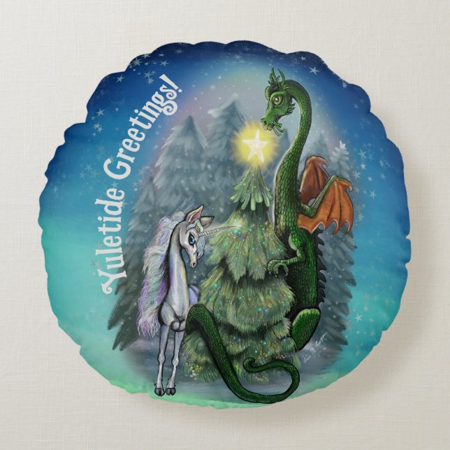 Gechanteerde kerstboom rond kussen (Voorkant)