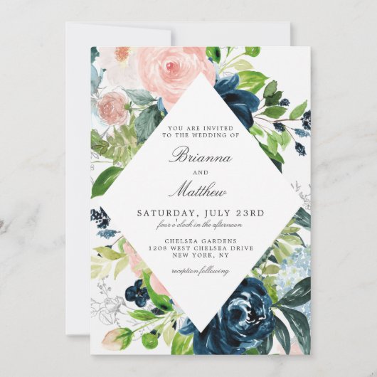 Gecharmeerde Waterverf Floral bruiloft uitnodiging (Voorkant)