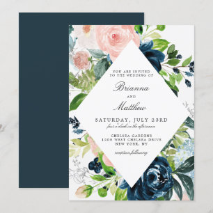 Gecharmeerde Waterverf Floral bruiloft uitnodiging