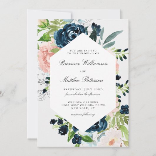 Gecharmeerde Waterverf Floral bruiloft uitnodiging (Voorkant)