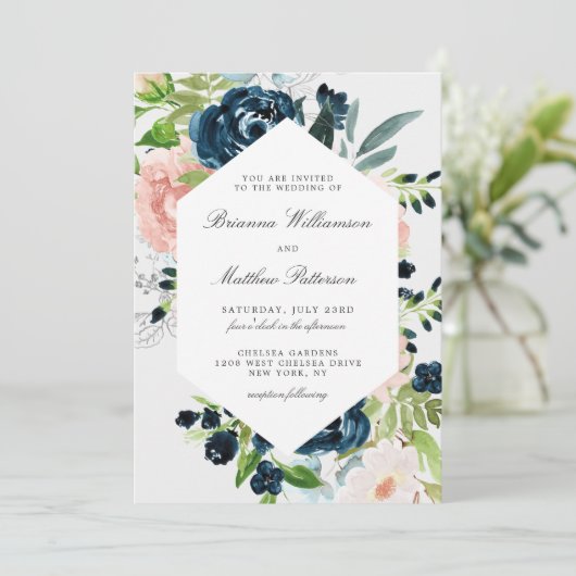 Gecharmeerde Waterverf Floral bruiloft uitnodiging (Staand voorkant)