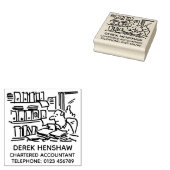 Gecharterde accountant overspoeld met papierwerk rubberstempel (Gestempeld)