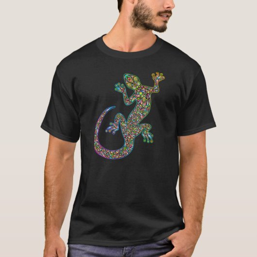Geck Gecko Psychedelic Design T-Shirt (Voorkant)
