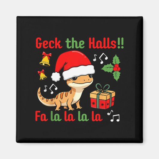 Geck The Halls Leopard Gecko Christmas Pun Pet Own Magneet (Voorkant)