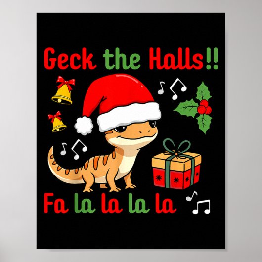 Geck The Halls Leopard Gecko Christmas Pun Pet Own Poster (Voorkant)