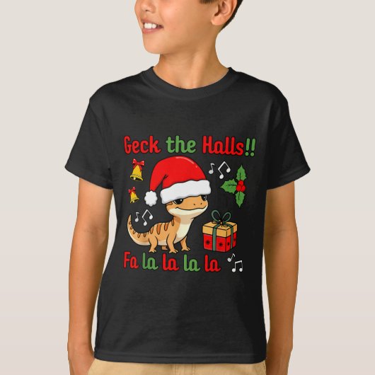 Geck The Halls Leopard Gecko Christmas Pun Pet Own T-shirt (Voorkant)