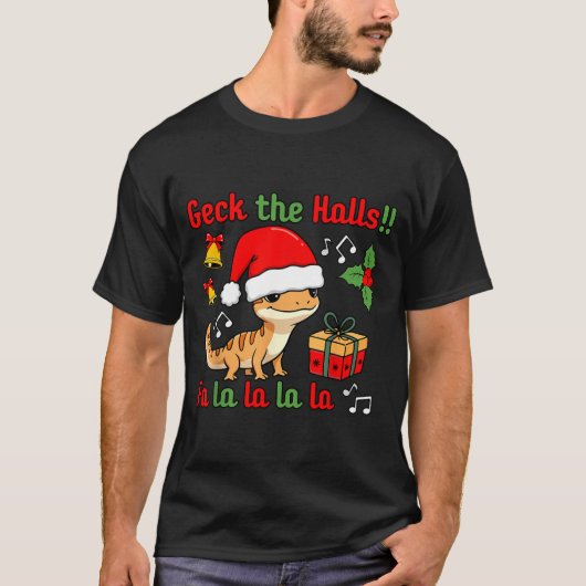 Geck The Halls Leopard Gecko Christmas Pun Pet Own T-shirt (Voorkant)