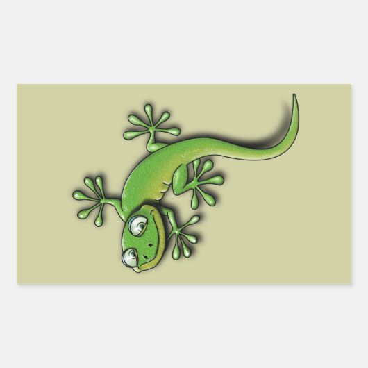 Gecko 2 rechthoekige sticker (Voorkant)
