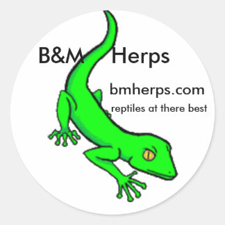 gecko, B&    MHerps, bmherps.com, reptielen op t.. Ronde Sticker