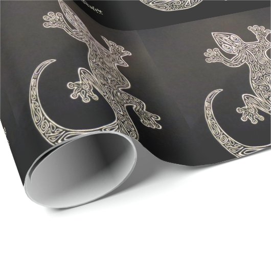 Gecko Black en White Wrapping Paper Cadeaupapier (Rol Hoek)
