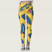 Gecko Blauw Retro Kleurrijk Gepersonaliseerd Patro Leggings (Voorkant)