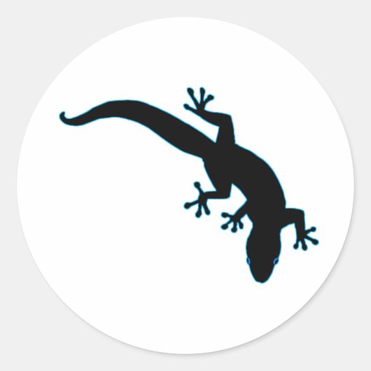 GECKO Blue Outline Ronde Sticker (Voorkant)