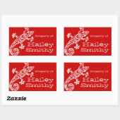 Gecko-boek bord: rode witte sticker met etiket op  (Vel)