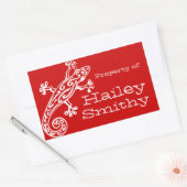 Gecko-boek bord: rode witte sticker met etiket op  (Envelop)