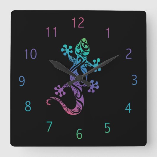 Gecko Clock Vierkante Klok (Voorkant)