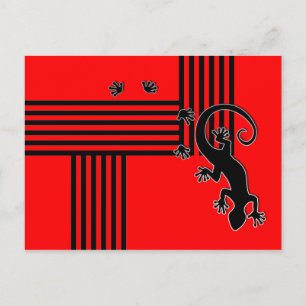 Gecko draaien - abstracte strepen voor zwart en ro briefkaart