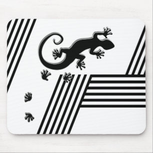Gecko draaien - abstracte strepen zwart en wit2 muismat