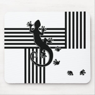 Gecko draaien - abstracte strepen zwart en wit muismat
