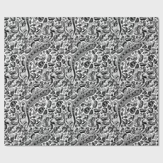 Gecko en keibels cadeaupapier (Vlak)