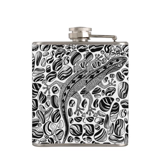 Gecko en keibels heupfles (Achterkant)