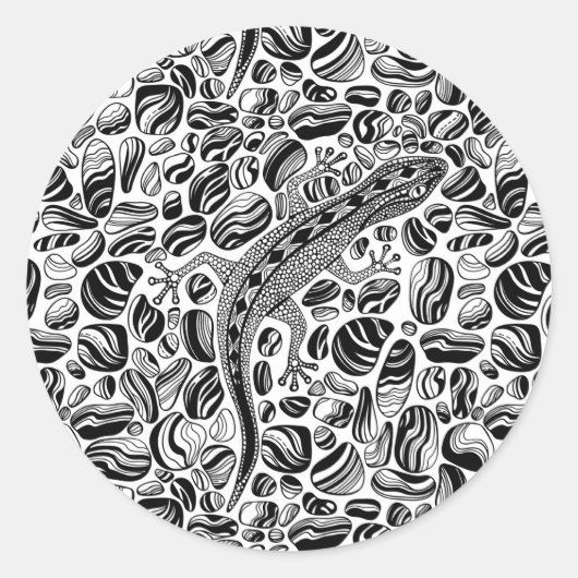 Gecko en keibels ronde sticker (Voorkant)