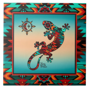 Gecko en Sun Ceramic Tile Tegeltje