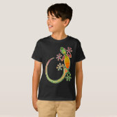 Gecko Floral Tribal Art T-shirt (Voorkant volledig)