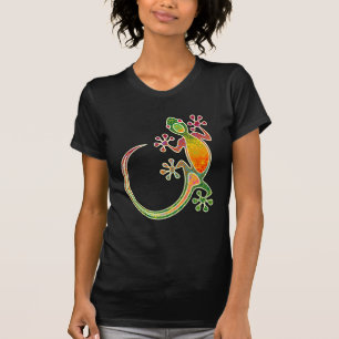 Gecko Floral Tribal Art T-shirt