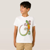 Gecko Floral Tribal Art T-shirt (Voorkant volledig)