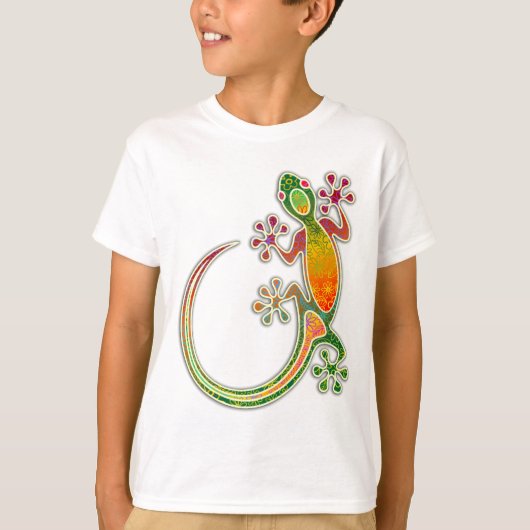 Gecko Floral Tribal Art T-shirt (Voorkant)