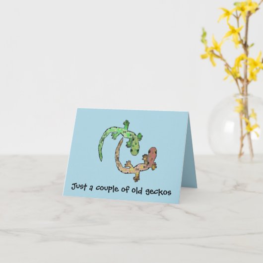 Gecko Funny Jubileum Kaart (Gele Bloem)