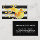 Gecko glimlachen op zwarte strepen + jouw tekst visitekaartje (Voorkant / Achterkant)