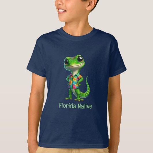 Gecko in tropisch Shirt (Voorkant)